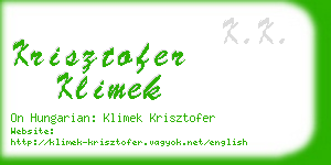 krisztofer klimek business card